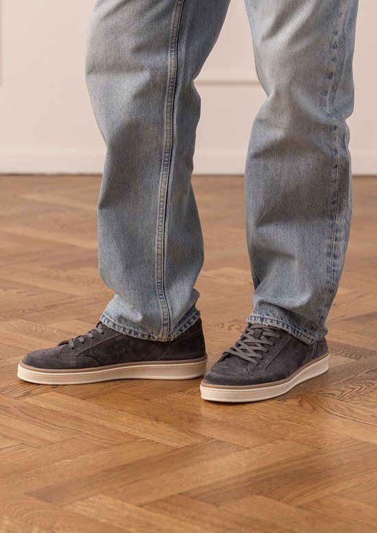 Manfield Heren Grijze Suède Sneakers Maat 41