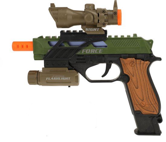 Alfafox Pistool Militair met Licht en Geluid en Zaklamp