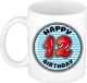 Bellatio Decorations Verjaardag cadeau mok - 12 jaar - blauw - gestreept - 300 ml - keramiek