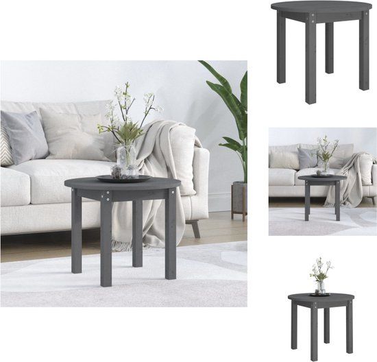 vidaXL Salontafel Ø 55x45 cm massief grenenhout grijs