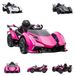 ES-TOYS Lamborghini Elektrische kinderauto - "V12 Vision Gran Turismo" - met licentie - 12V7AH, 2 motoren - 2.4GHz afstandsbediening, MP3-speler, lederen zitting + EVA-materiaal - roze/lichtroze