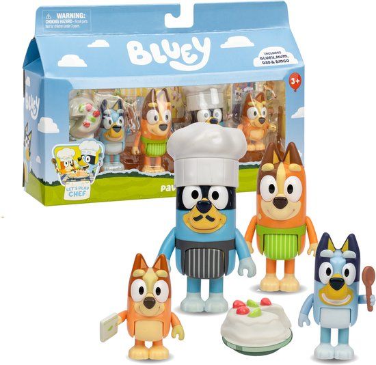 Moose Toys Bluey 'Let's Play Chef' Bak een Pavlova taart met Bluey & Familie - 4 figurenset
