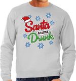Bellatio Decorations Foute Drank Kersttrui sweater - Santa is a little drunk - grijs - voor heren - kerstkleding / kerst outfit S