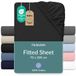 Twinzen hoeslaken 70x190/200 cm - 100% katoenjersey, zwart - Oeko-Tex gecertificeerd - Eenpersoons hoeslaken 70x190/200