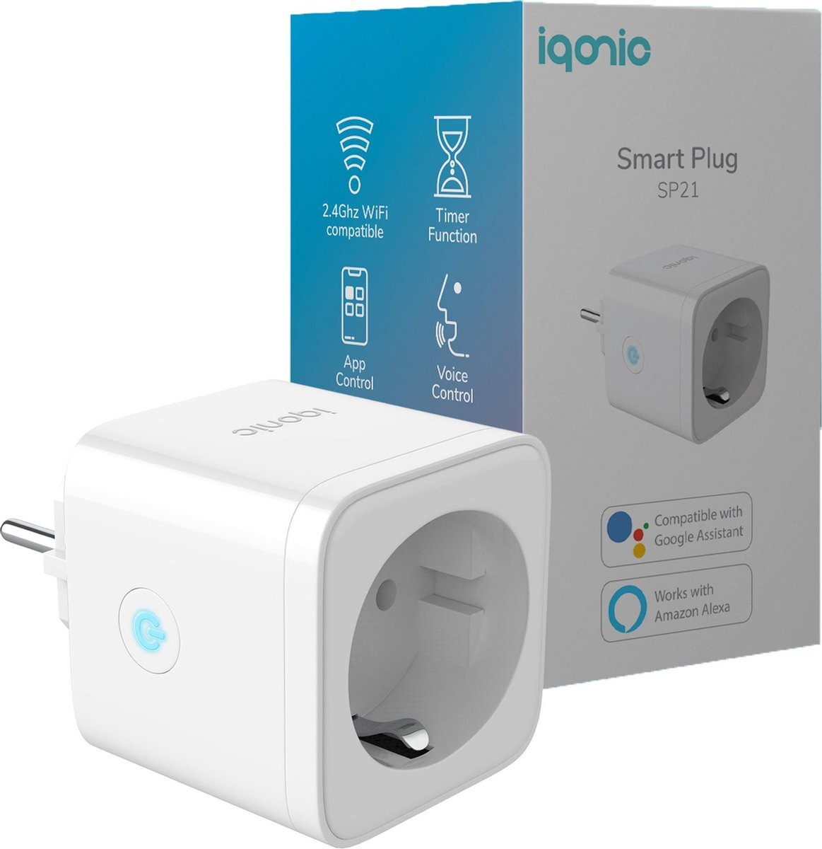 iqonic® Slimme Stekker - Smart Plug - Met Energiemeter & Tijdschakelaar - Smartphone App
