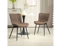 HOMCOM Lot de 2 Chaises Modernes Capitonnées Marron Salle à Manger