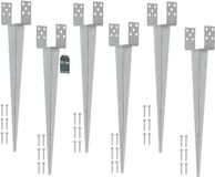 KOTARBAU® 6 Stuks Grondanker, Paalhouder, 0-160 mm, Verzinkt Staal, 70 cm, Zilver, Verstelbare Paalhouder