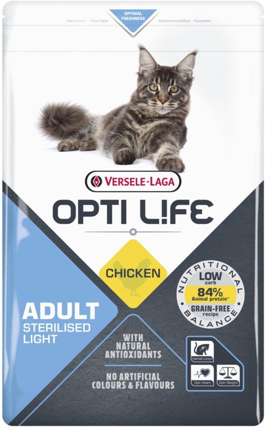 Versele-Laga Opti Life Cat Sterilised/Light Kip - Kattenvoer - 7.5 kg