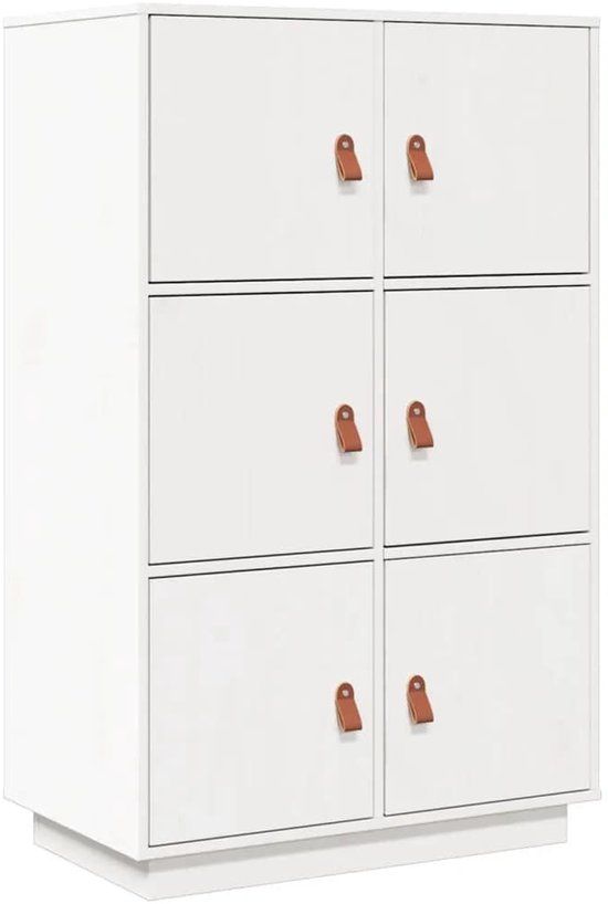 vidaXL Hoge kast 67x40x108,5 cm massief grenenhout wit