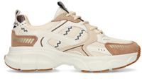Manfield - Dames - Bruine sneakers met bruin en witte mesh details - Maat 39
