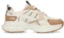 Manfield - Dames - Bruine sneakers met bruin en witte mesh details - Maat 39