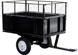 Clp Aanhanger voor zitmaaier, grasmaaier, gazontractor - kantelbaar, 1-assige kiepwagen tot 300 kg, universele aanhangerskoppeling, 30 cm extra roosterrand - zwart