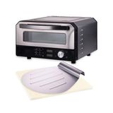 Wintem Elektrische pizzaoven, 2200 W, met schep, elektrische oven met afneembare plaat van vuurvaste steen, 37 x 37 cm, de elektrische pizzaoven bereikt 450 °C in 2 minuten, grijs