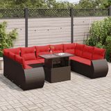 Maison Exclusive - Ensemble de meubles de jardin 10 pièces avec banc, coussins inclus, marron, en polyrotin et bois d'acacia