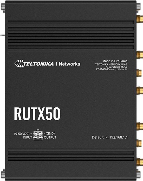 Teltonika RUTX50 - 5G Router - Gigabit Ethernet - Wi-Fi 5 - Roestvrijstaal