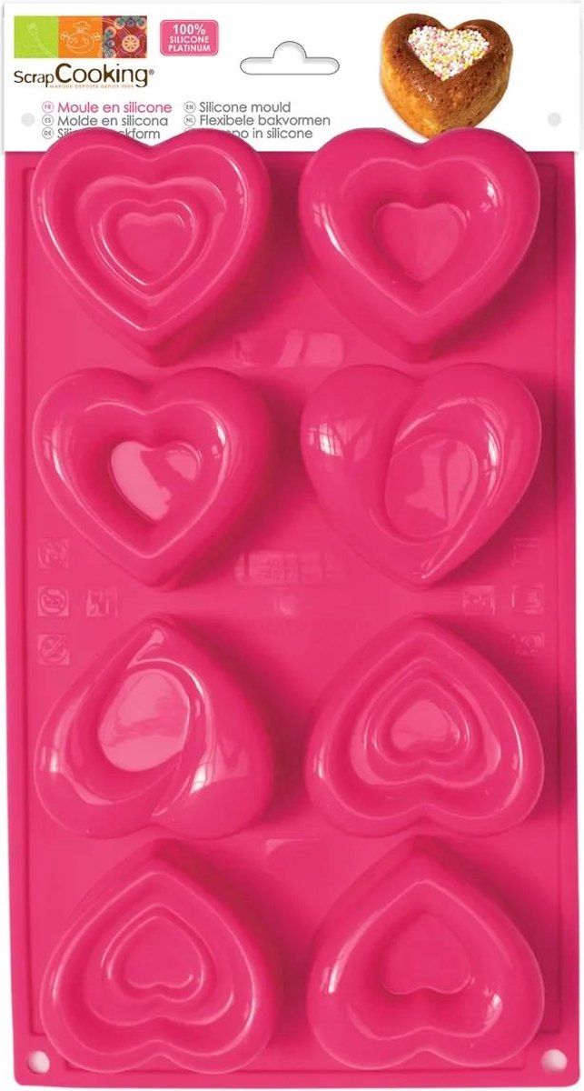 ScrapCooking Siliconen Bakvorm - Hartjes - Roze