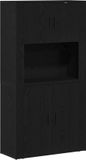 vidaXL Highboard Zwart Eiken 80 x 33 x 150 cm Bewerkt Hout