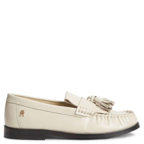 Tommy Hilfiger leren loafers met franjes - ecru