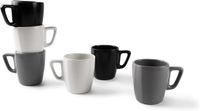 Excelsa Eclipse Set van 6 Bekers - Keramiek - Wit, Zwart en Grijs