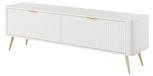 3E 3xE living.com 3xE living Meuble TV bas 163,2 cm, blanc, façade cannelée