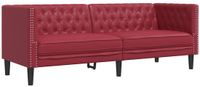 vidaXL Driezitsbank Chesterfield-stijl Kunstleer Wijnrood