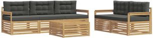 vidaXL Loungebank 5 zitplaatsen Wit en antracietkleurig Acacia hout