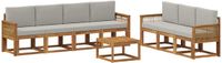 vidaXL - Bank loungeset - Polyester - Naturel en lichtgrijs