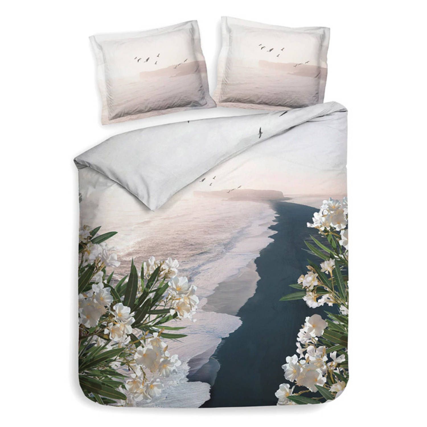 Heckett & Lane Attis Dekbedovertrek - Katoensatijn - Lits-jumeaux - 240x200/220 cm - Naturel