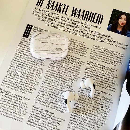 Merkloos / Sans marque AirPods Pro Case "White Marble" - Hardcase - White - Shock Resistant