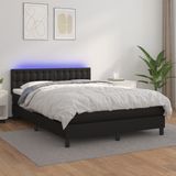 Maison Exclusive - Lit boxspring avec matelas et éclairage LED, noir, 140 x 190 cm, similicuir
