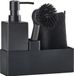 Unyqoos® Complete set noir avec distributeur de savon, brosse à vaisselle et torchon