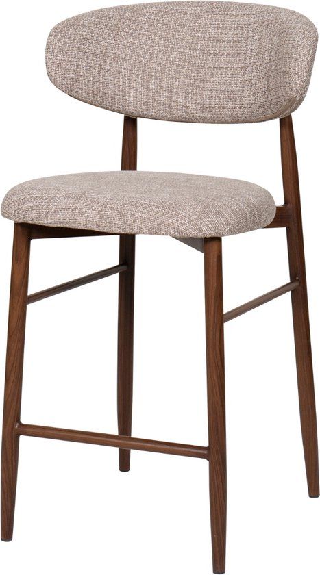 Giga Meubel Barkruk Alexia - Taupe/Walnoot - Set van 2