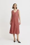 b.young BYFALAKKA BUTTON DRESS Dames Midi Jurk Roze Linnen Viscose Maat 34