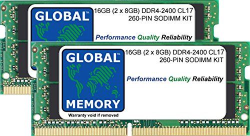 GLOBAL MEMORY 16GB (2 x 8GB) DDR4 2400MHz PC4-19200 260-PIN SODIMM GEHEUGEN RAM KIT VOOR LAPTOPS/NOTITIEBOEKJE