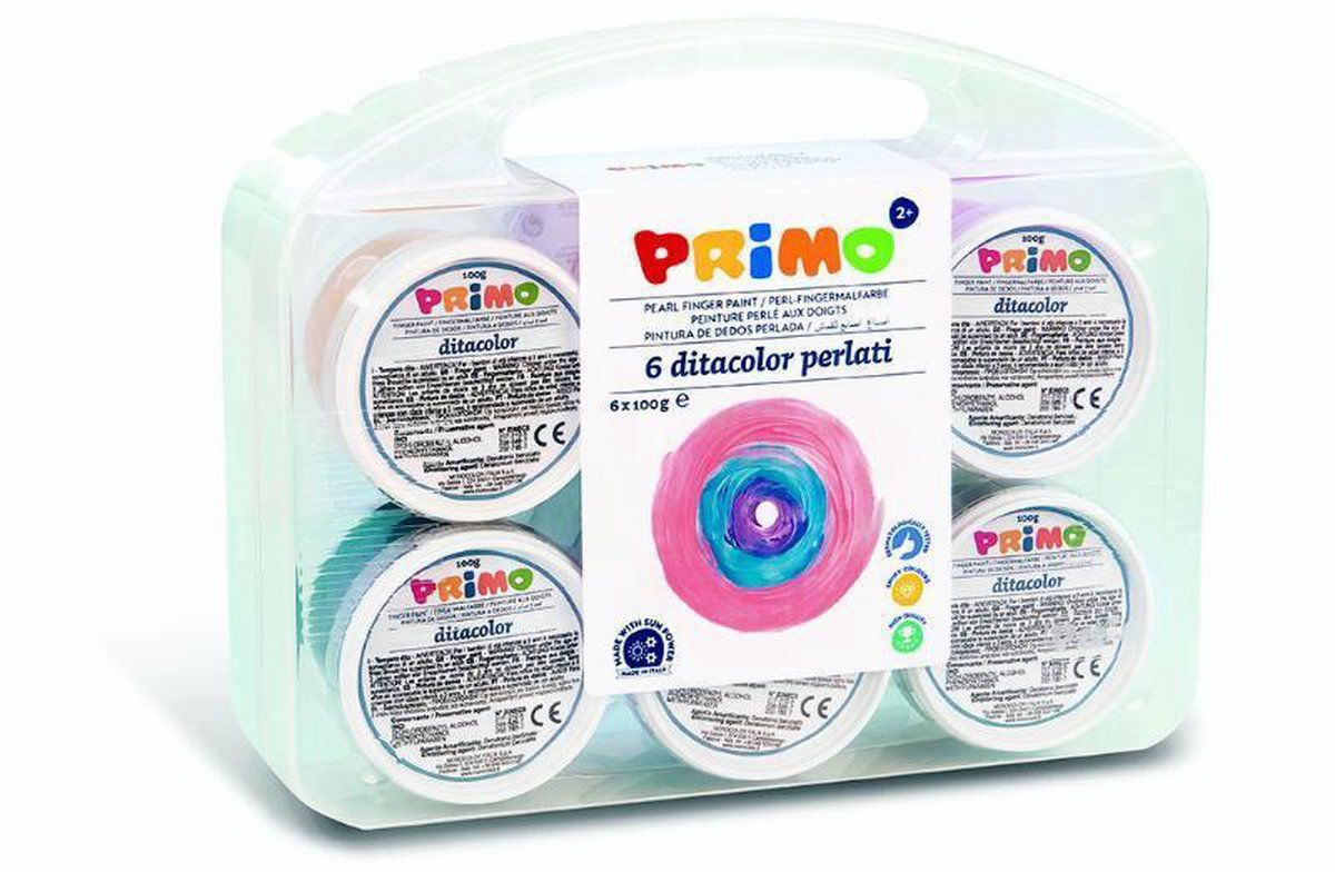 PRIMO Vingerverf Parelmoer - 6 x 100g - Kleuren voor Kinderen