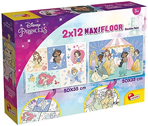 Liscianigiochi Lisciani Giochi - Disney Puzzel Supermaxi 2 x 12 Princess puzzel voor kinderen, 86573
