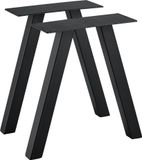 OutdoorMatch Pieds de table en acier, set de 2 - Pieds de meuble - 40 x 12 x 40 cm - Noir