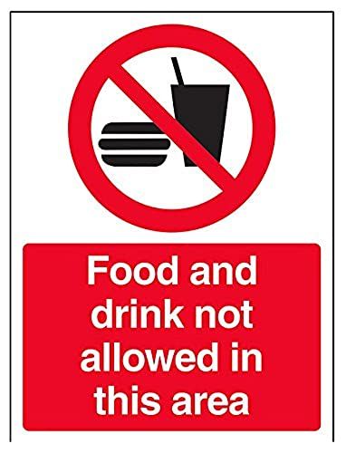 VSafety Food And Drink Not Allowed Sign - 150mm x 200mm - Rigid Plastic