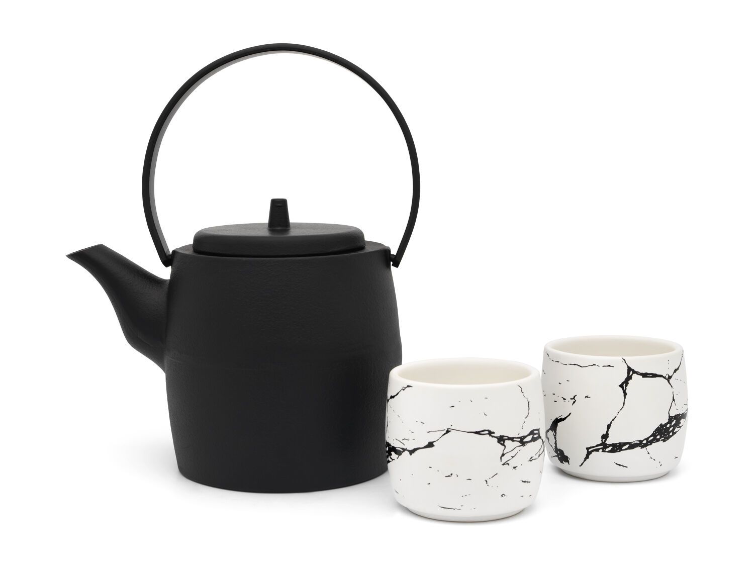 Bredemeijer Kobe Theepotset - 1.2L - Zwart - Gietijzer - Met 2 Kopjes