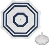Merkloos Parasol - Wit/blauw - D160 cm - incl. draagtas - parasolvoet - 42 cm