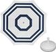Merkloos Parasol - Wit/blauw - D160 cm - incl. draagtas - parasolvoet - 42 cm