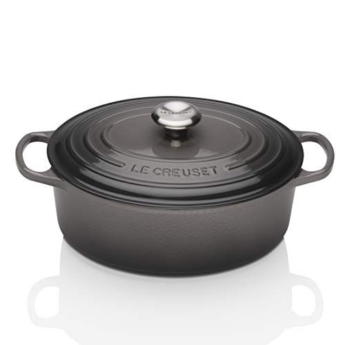 Le Creuset Signature geëmailleerde gietijzeren braadpan met deksel - ovaal, 29 cm, 4,7 liter, vuursteen, 2117829444