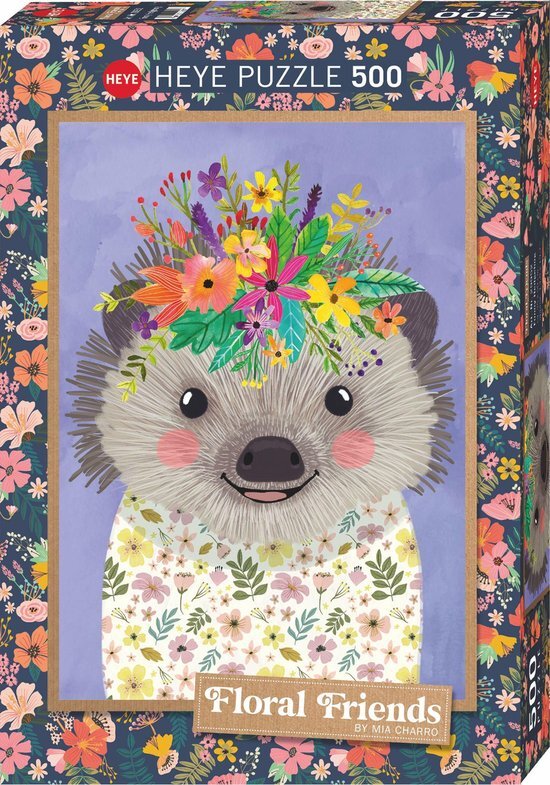 Heye Puzzle Funny Hedgehog, Floral Friends Puzzle 500 Teile