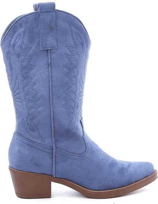 Smile Favorites® Dames Cowboylaarzen met Hak - Blauw - Maat 38