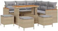 vidaXL Tuinbank Set Beige Polyrattan