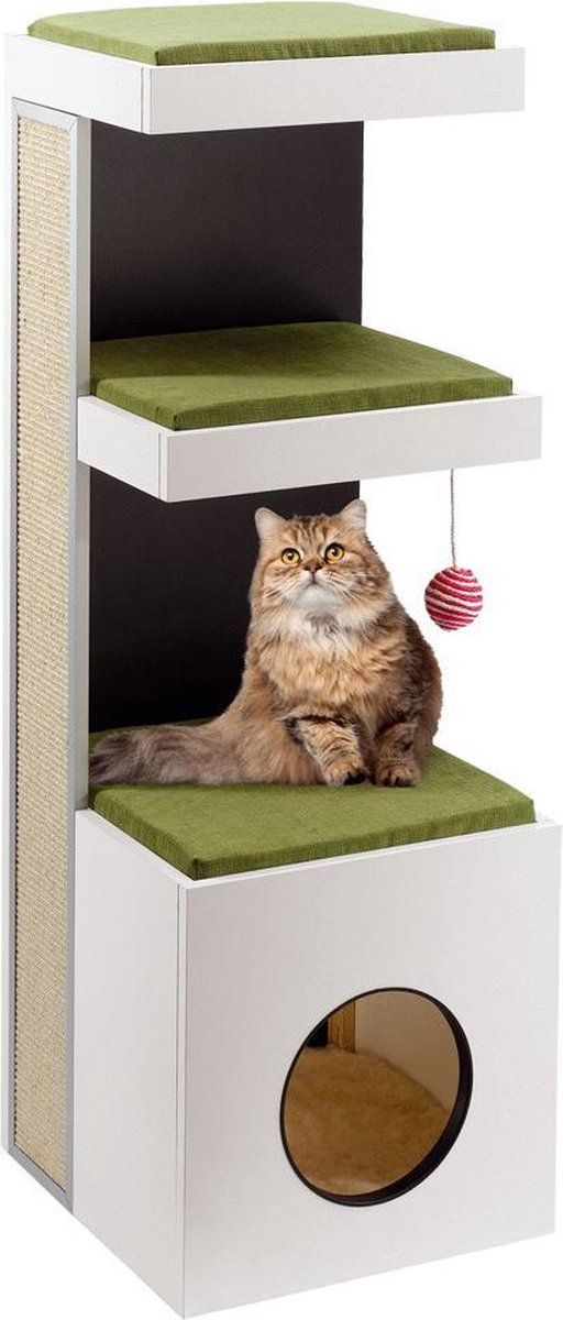 Ferplast Tiger Krabpaal - Paars/Wit - 40 x 40 x 115 cm