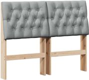 vidaXL - Gestoffeerd hoofdbord - Lichtgrijs - 120 cm - Massief grenenhout