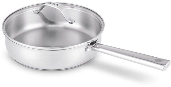 Beka Cicla Sauteerpan - Hapjespan Ø 24cm - met Deksel uit glas - Gerecycleerd RVS - PFAS-vrij - Geschikt voor inductie & vaatwasser