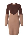 VILA Gebreide jurk 'VIKERRY' chocoladebruin / cappuccino