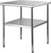 VEVOR Commerciële roestvrijstalen tafel 76,2 x 76,2 x 91,4 cm, roestvrijstalen werktafel met twee lagen, snijtafel gastro, draagvermogen 226 kg + 136 kg, commerciële keukentafel, voorbereidingstafel, keukenmeubilair